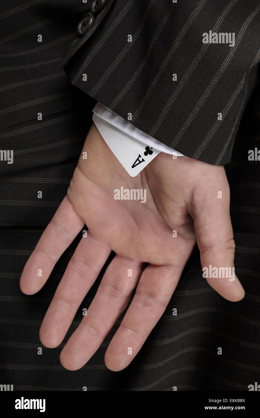 Having an ace up one`s sleeve Stock Photo